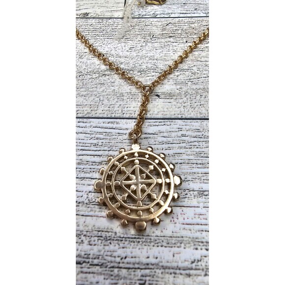 Lucky Brand Gold Tone Compass Pendant Necklace - Picture 2 of 3